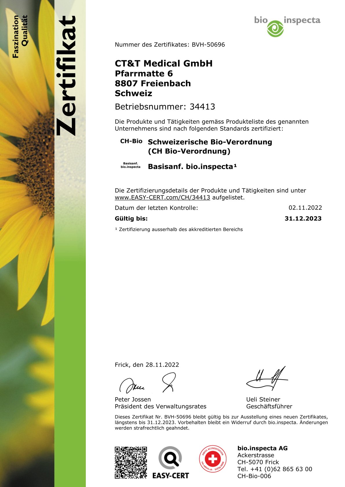 Bio Zertfikat - Organic Label